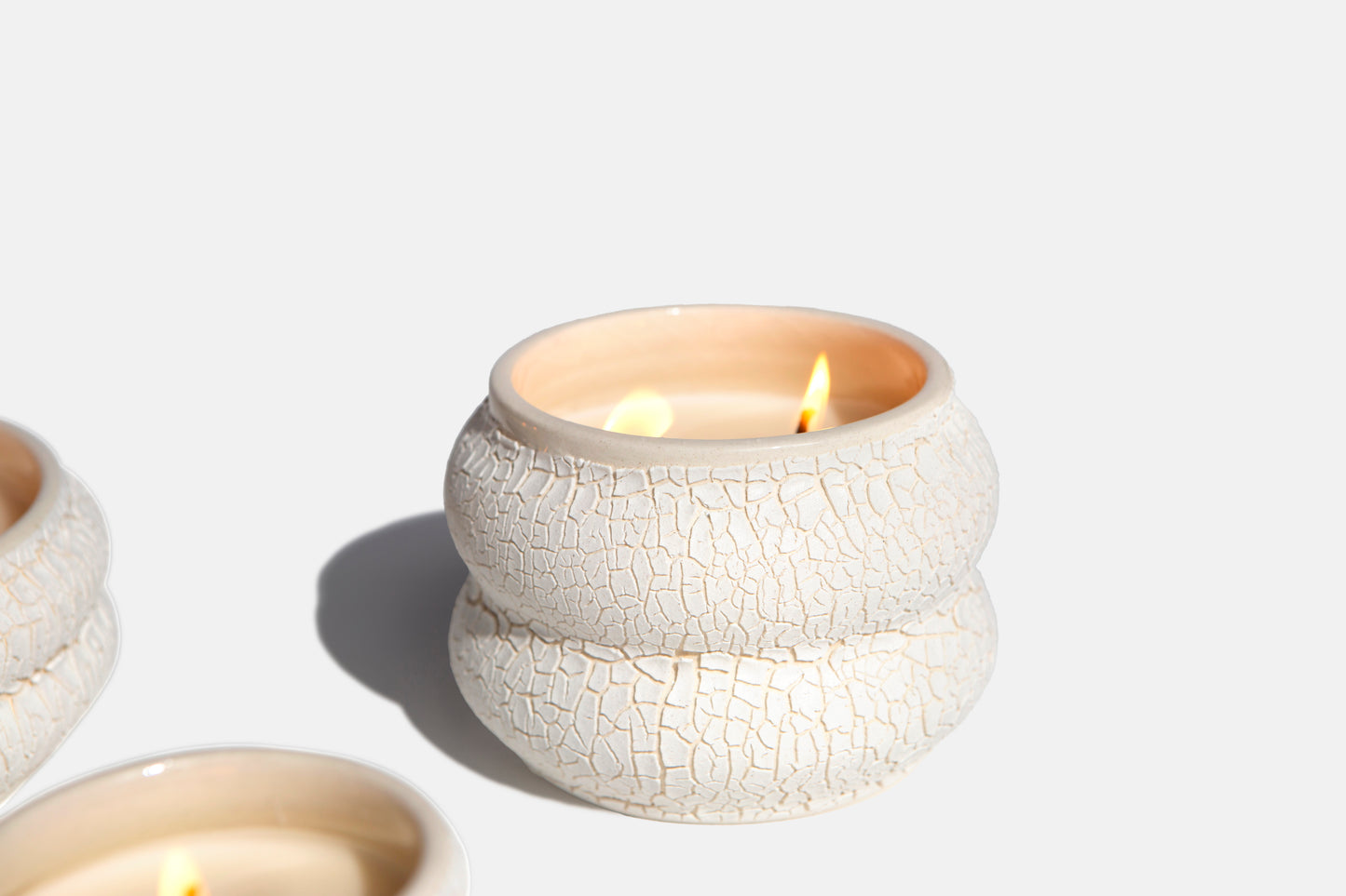 Ceramic Candle in Crawl Glaze